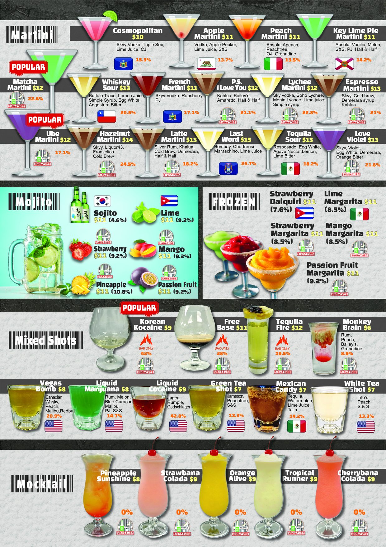 Bar.Kor.D menu page 10 — drinks